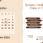 CALENDÁRIO DAS SESSÕES ORDINÁRIAS DO MÊS DE JUNHO 2024