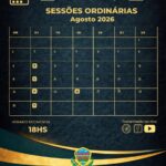 Calendário das Sessões Ordinárias – Agosto de 2026
