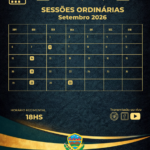 Calendário das Sessões Ordinárias – Setembro de 2026